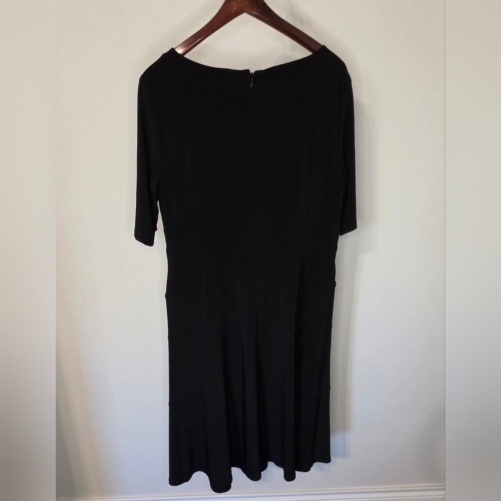 Anne Klein Black Midi Dress Size 14 Classic Fit & Flare Career Cocktail - Picture 5 of 14